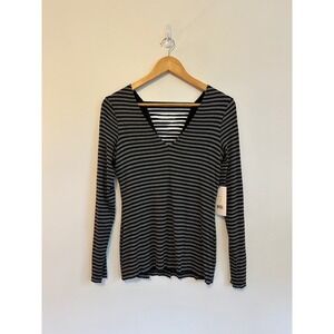 NWT Bailey 44 Striped Long Sleeve‎ V-Neck Ladder Cutout Top | Size Medium